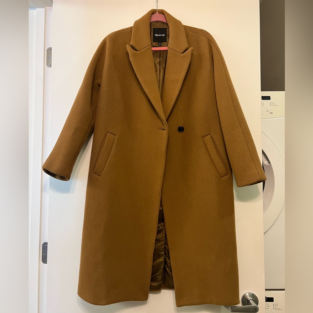 Madewell Atlas Cocoon Oversized Italian Wool Blend Coat in Burnished Cedar
